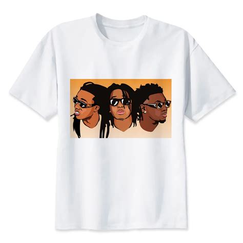 migos T shirt men white t shirt boy tshirt music hip hop man cool t shirt clothes male color ...