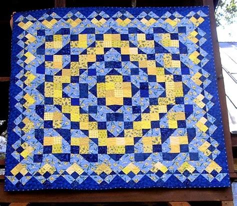 REDUCED! 76 x 76 Inch Handmade Blue and Yellow Patchwork Lap Quilt ...