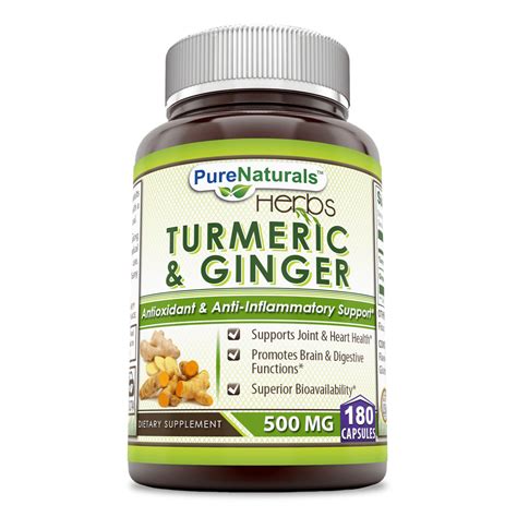 Pure Naturals Turmeric Plus Ginger 500 mg 180 capsules - Walmart.com ...