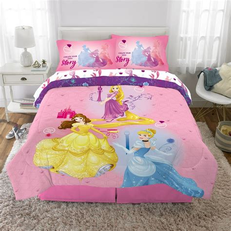 Disney Princess Bed-in-a-Bag, Kids Bedding Bundle Set, 5-Piece Full ...