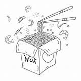 Premium Vector  Coloring page Asian Food Box With Noodles Chinese sketch template
