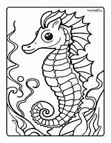 Realistic Seahorse Coloring Page sketch template