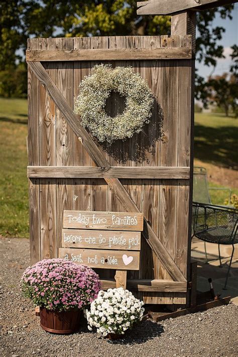 Rustic Barn Door Ceremony Entrance | Rustic barn door, Barn door ...