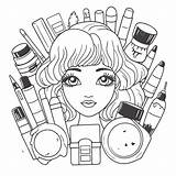 Makeup Coloring Pages An Old Lady Is Surrounded By Cosmetics In This  sketch template