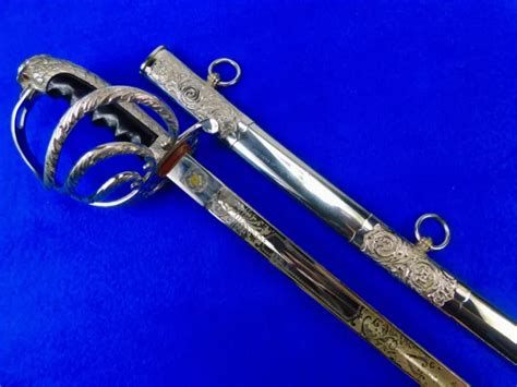 VINTAGE US MODEL 1902 Presentation Engraved Eagle Head Officer's Sword Scabbard $1,500.00 - PicClick