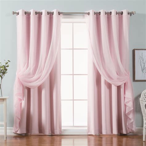 Quality Home Crushed Voile Sheer & Solid Blackout Curtains 4pcs set ...