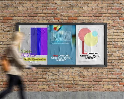 Rectangle Wrinkled Poster on the Wall Mockup Free Download | Resource Boy