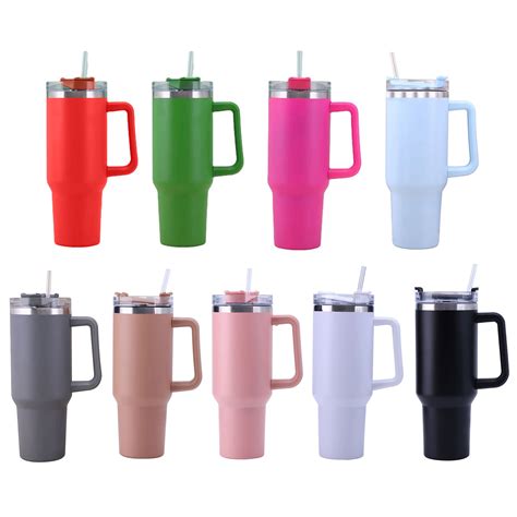 40oz Large Capacity Mug Insulated Cafe Tumbler With Handle Tumbler With Lids Straw Stainless ...