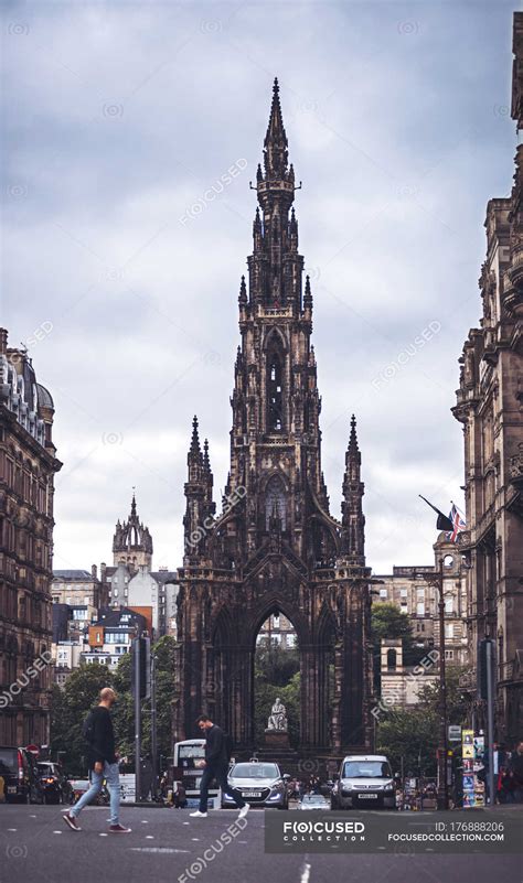 EDINBURGH, SCOTLAND - AUGUST 28, 2017:Tower of Walter Scott monument in ...