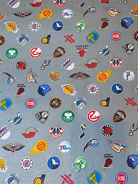 NBA Basketball All Teams Cotton Fabric - Etsy