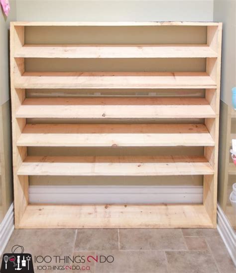 How to make a super-sized shoe rack on a budget | Wood shoe rack, Shoe rack closet, Wooden shoe ...