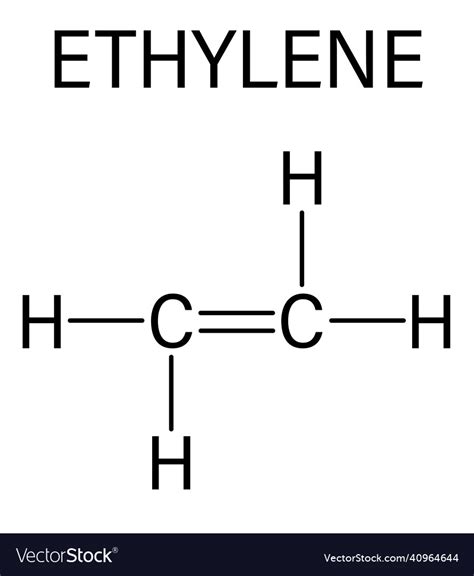 Ethylene or ethene molecule skeletal formula Vector Image