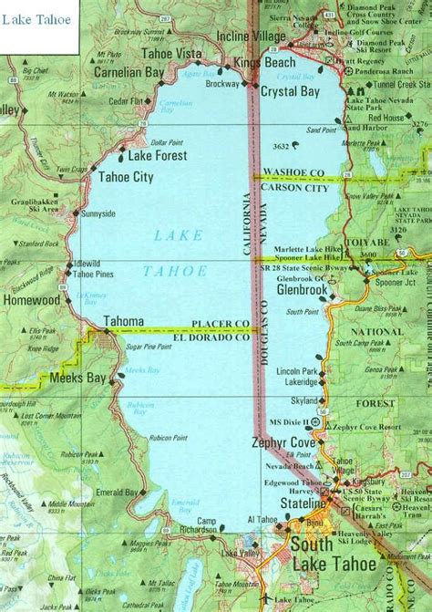 Map of Tahoe area. (Cal-Neva pool, hotel, casino is found at Crystal ...