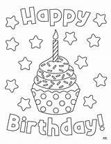 A birthday Cupcake With Candles And Stars On It That Says Happy  sketch template