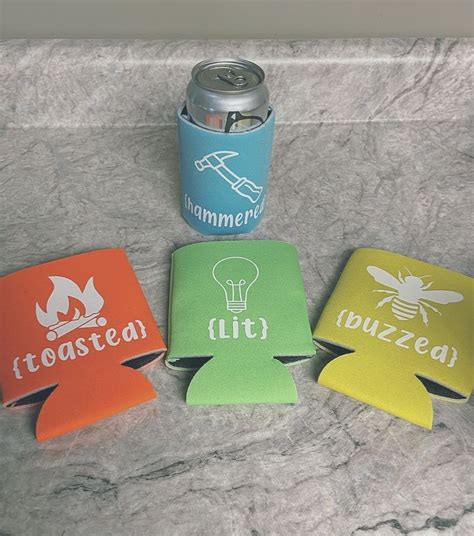 Funny Can Koozies Lit Toasted Buzzed Hammered Koozie | Koozies diy, Koozie design, Christmas koozie