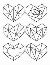 Geometric Heart Coloring Pages sketch template
