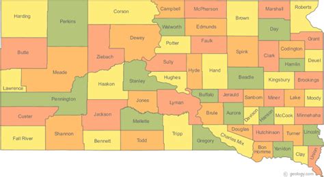 South Dakota County Seat Map