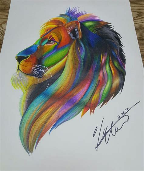 무지개 사자 (Rainbow Lion) | Lion canvas painting, Pencil sketch images, Color pencil drawing