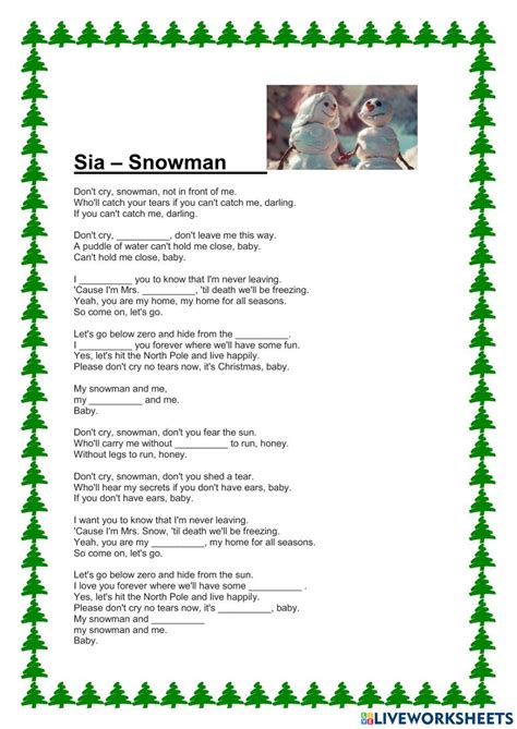 Sia Snowman Worksheet Live Worksheets, 46% OFF