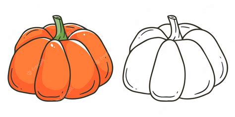 Premium Vector | Pumpkin coloring book with an example of coloring for ...