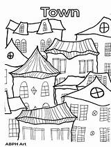 Small Town Coloring Pages sketch template