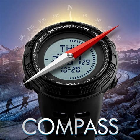 SKMEI Compass Top Brand Luxury Mens Wristwatches Led Digital Sports Watch Men Military Watches ...