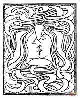 The Kiss 1898 By Peter Behrens coloring Page  Free Printable Coloring sketch template