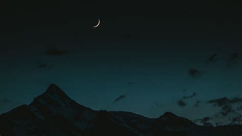 Minimalist Moon Night Mountains 4k Wallpapers - Wallpaper Cave