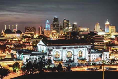 Kansas City Skyline at Night Photograph by Gregory Ballos