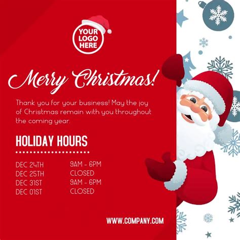 Free Holiday Hours Sign Template