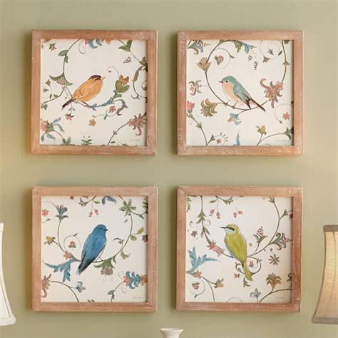 Set of 4 Framed Bird Wall Art | Country Door