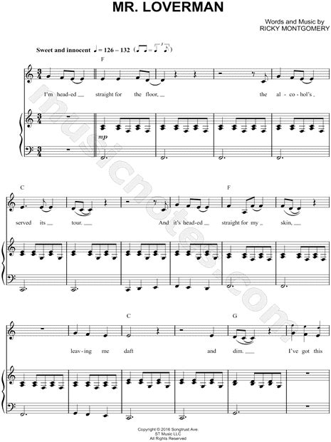 Ricky Montgomery "Mr Loverman" Sheet Music in C Major (transposable) - Download & Print - SKU ...