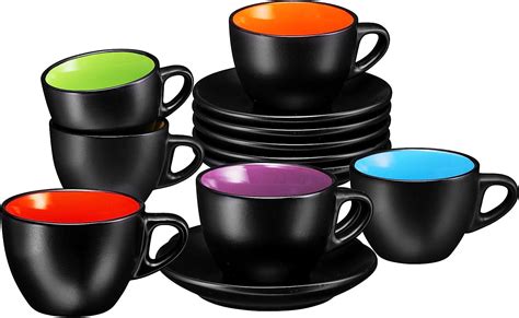 Bruntmor | Espresso Cups With Saucers By Bruntmor - 6 Ounce - Set Of 6 Matte - Walmart.com