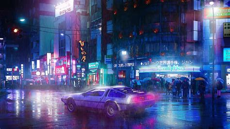 1280x720px | free download | HD wallpaper: Cyberpunk 2077, car, people, neon, neon lights, light ...