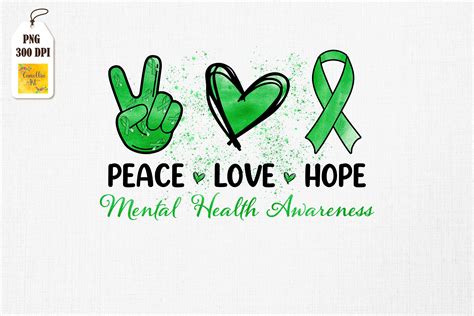 Peace Love Hope Mental Health Awareness By Mulew Art | TheHungryJPEG