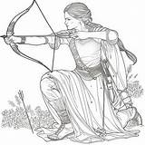 Premium Photo  Coloring Page A Female Archer In Detailed Line Drawing sketch template