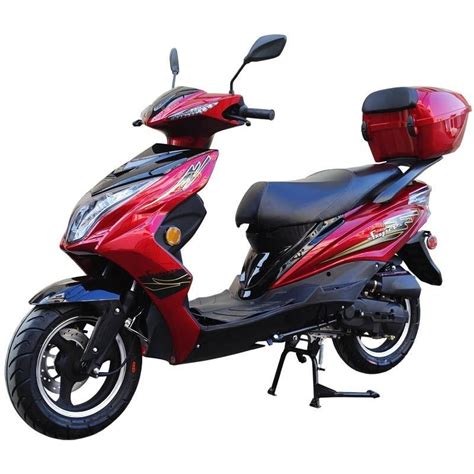 50cc Super 50 Gas Moped Scooter Red with Big Body, Automatic CVT, 12 inch Aluminum Wheel - 50CC ...