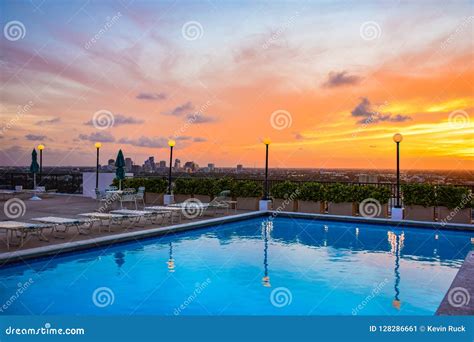 Sunset from Luxury Rooftop Pool Overlooking Fort Lauderdale Florida ...