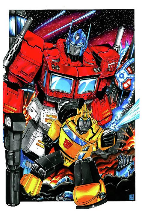 Transformers Optimus Prime And Bumblebee Home Decor Art. Wall Hanging Poster Digital Art by ...