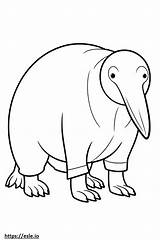 Anteater Kawaii coloring Page sketch template