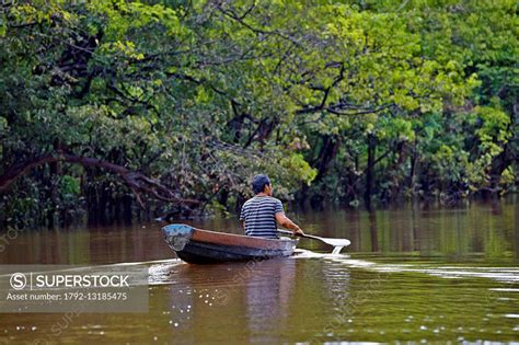 Brazil, Amazonas state, Amazon river basin, Indian of the Apurina tribe ...