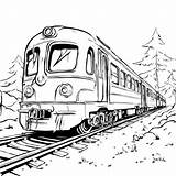Download Black And White Train Traveling On Railroad Tracks Coloring  sketch template