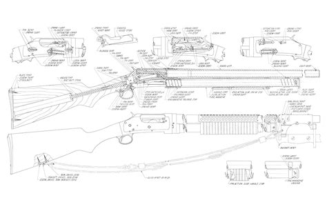 Winchester Model 1897 shotgun Blueprint - Download free blueprint for ...