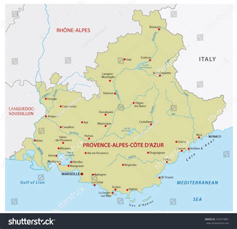 Provencealpescote Map Stock Vector 167477861 - Shutterstock