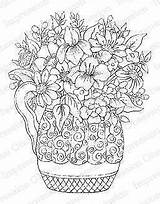 Impression Obsession Rubber Stamp  Swirl Vase EBay Flower coloring sketch template