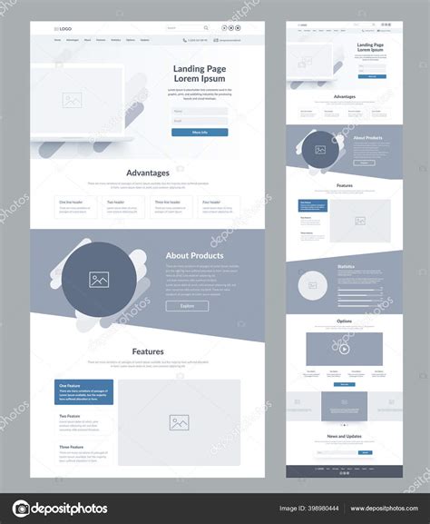 Landing Page Wireframe Design Business One Page Site Layout Template ...