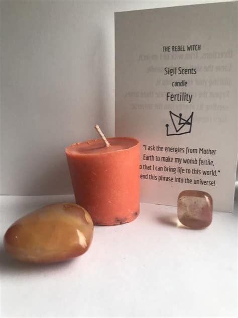 Each candle has a stone infused base and comes with a card with a hand drawn sigil and ...