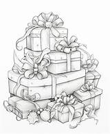 Coloring Page For Kids stack Of Christmas gifts  Premium AI Generated sketch template