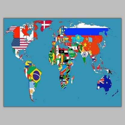Flag World Map Poster Photographic Paper - Abstract, Animals, Animation & Cartoons, Architecture ...