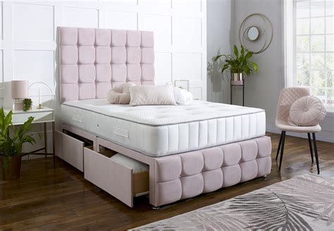 Delilah Divan Bed Set with Tall Button Headboard and Footboard | Divan ...